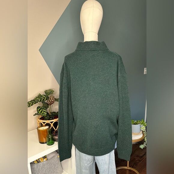 Enzo Mantovani 100% Wool Henley Sweater Pullover Green Neiman Marcus Men’s XXL - Picture 4 of 10